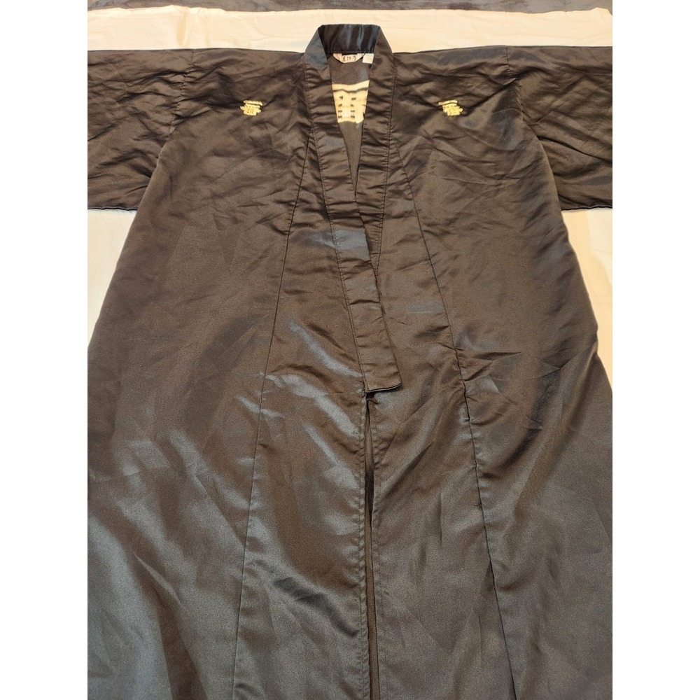 Men's Black Satin Kimono One Size Fits All Japan Samurai‎ Karate Robe No Belt